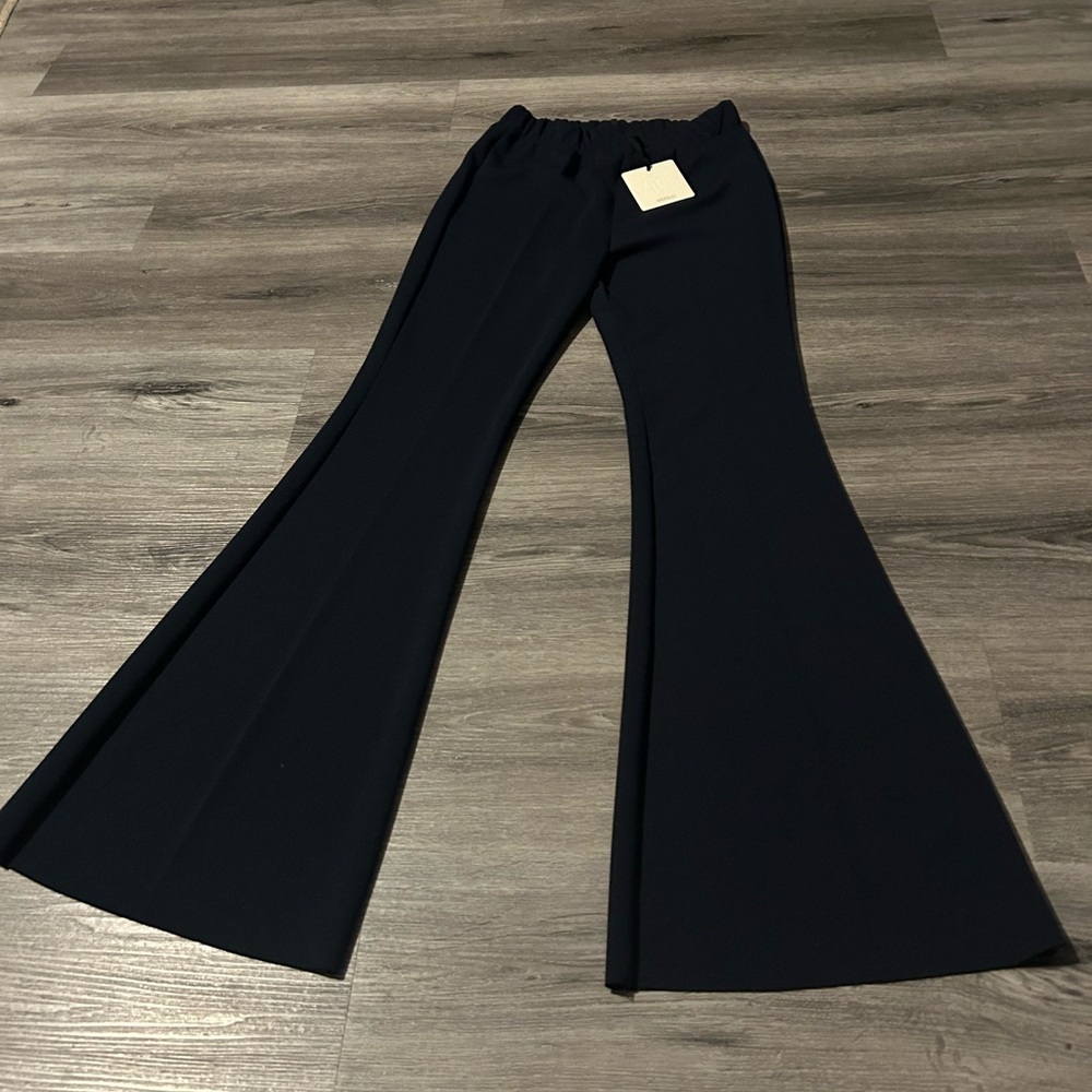 Elegant dark blue Flared Women's Pants - Picture 2 of 6